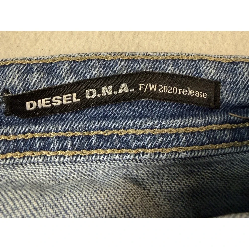 Diesel Jeans Men 36 Blue Straight Distressed Rip Denim Streetwear Made In Italy